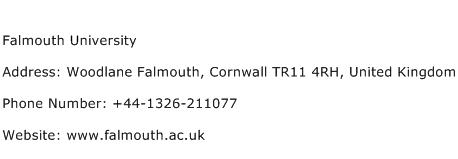 Falmouth University Address Contact Number