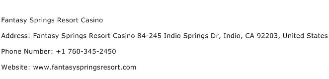 Fantasy Springs Resort Casino Address Contact Number