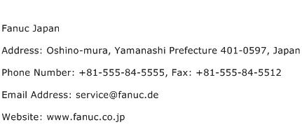 Fanuc Japan Address Contact Number