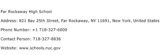 Far Rockaway High School Address Contact Number