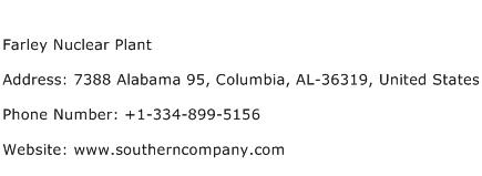 Farley Nuclear Plant Address Contact Number