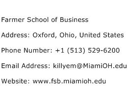 Farmer School of Business Address Contact Number