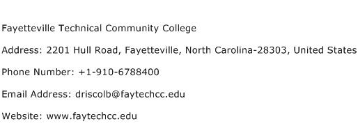 Fayetteville Technical Community College Address Contact Number
