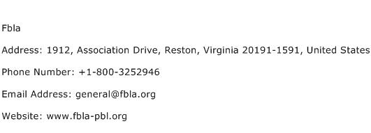 Fbla Address Contact Number