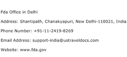 Fda Office in Delhi Address Contact Number