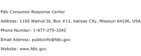 Fdic Consumer Response Center Address Contact Number