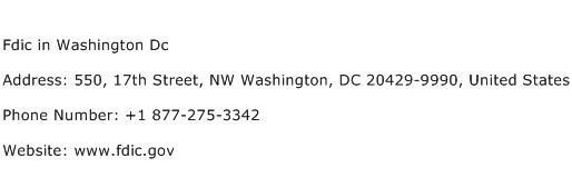 Fdic in Washington Dc Address Contact Number