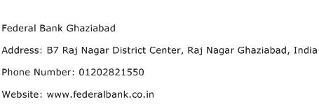 Federal Bank Ghaziabad Address Contact Number