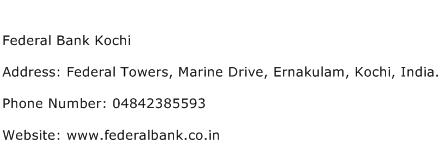 Federal Bank Kochi Address Contact Number