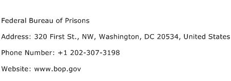 Federal Bureau of Prisons Address Contact Number