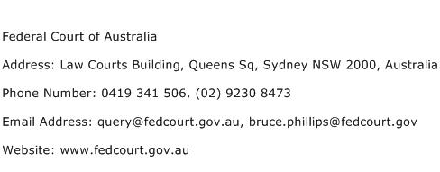 Federal Court of Australia Address Contact Number