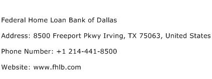 Federal Home Loan Bank of Dallas Address Contact Number