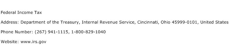 Federal Income Tax Address Contact Number