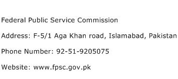 Federal Public Service Commission Address Contact Number