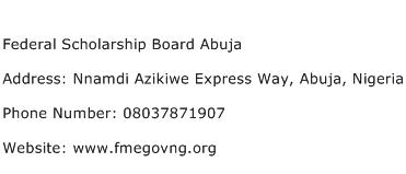 Federal Scholarship Board Abuja Address Contact Number