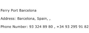 Ferry Port Barcelona Address Contact Number
