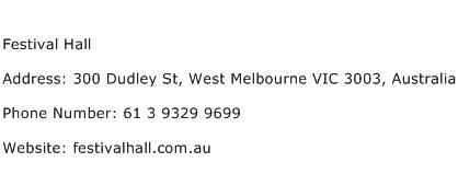Festival Hall Address Contact Number