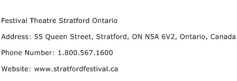 Festival Theatre Stratford Ontario Address Contact Number