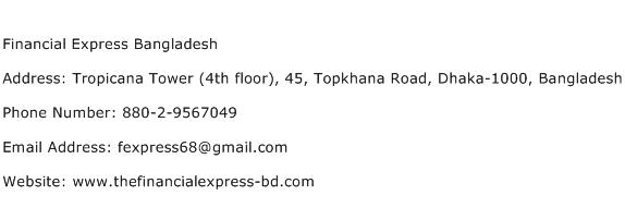 Financial Express Bangladesh Address Contact Number