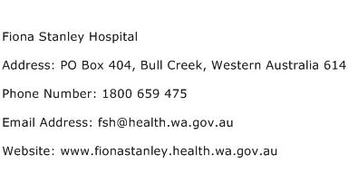 Fiona Stanley Hospital Address Contact Number