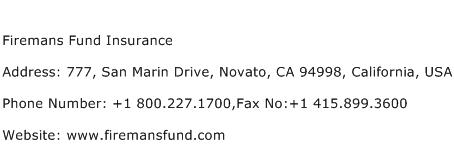 Firemans Fund Insurance Address Contact Number