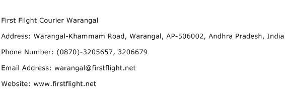 First Flight Courier Warangal Address Contact Number