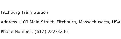 Fitchburg Train Station Address Contact Number