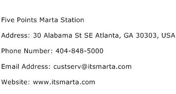 Five Points Marta Station Address Contact Number