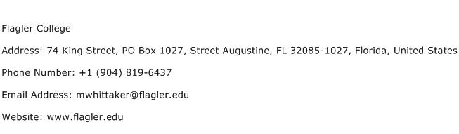 Flagler College Address Contact Number