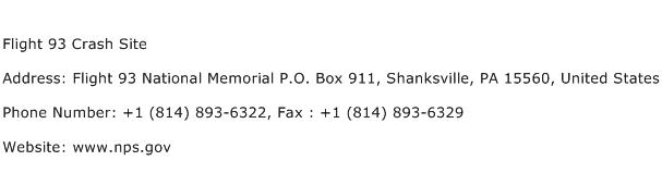 Flight 93 Crash Site Address Contact Number