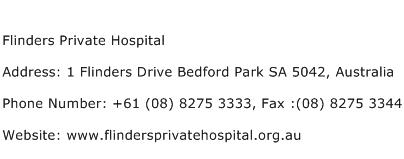 Flinders Private Hospital Address Contact Number
