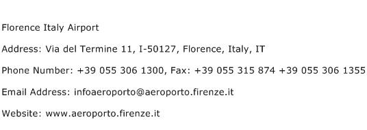 Florence Italy Airport Address Contact Number