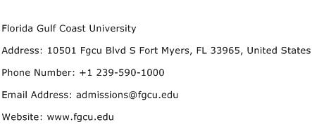 Florida Gulf Coast University Address Contact Number