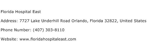 Florida Hospital East Address Contact Number