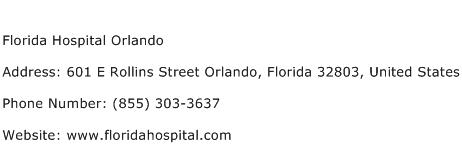 Florida Hospital Orlando Address Contact Number