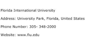 Florida International University Address Contact Number