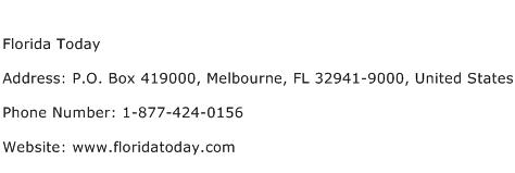 Florida Today Address Contact Number