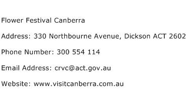 Flower Festival Canberra Address Contact Number