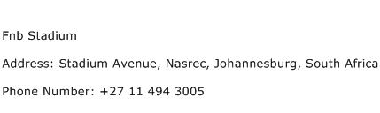 Fnb Stadium Address Contact Number