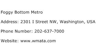 Foggy Bottom Metro Address Contact Number