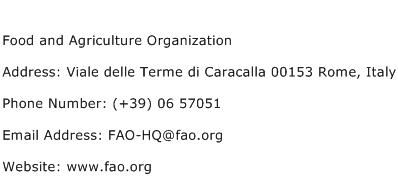 Food and Agriculture Organization Address Contact Number