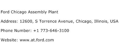 Ford Chicago Assembly Plant Address Contact Number