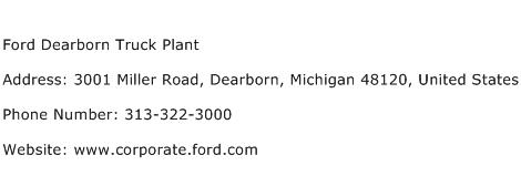 Ford Dearborn Truck Plant Address Contact Number