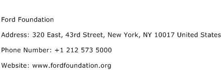 Ford Foundation Address Contact Number