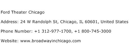 Ford Theater Chicago Address Contact Number