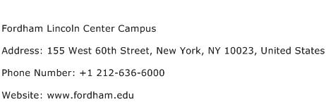 Fordham Lincoln Center Campus Address Contact Number