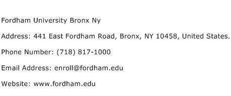 Fordham University Bronx Ny Address Contact Number