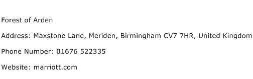 Forest of Arden Address Contact Number