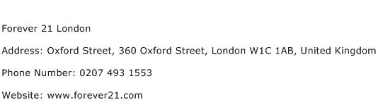 Forever 21 London Address Contact Number