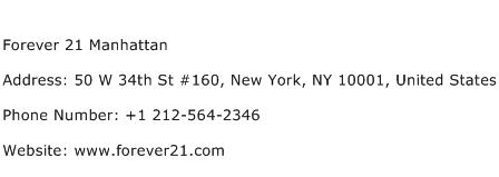 Forever 21 Manhattan Address Contact Number
